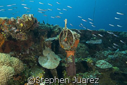 Fujikara Maru stern controls Truk Lagoon by Stephen Juarez 